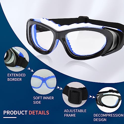 SooGree Sport Glasses for Men Women Basketball Football Sport Goggles Anti Fog Shock Collision Wearable Glasses - color: Black Framed Blue Nose Pad