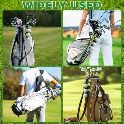 2 in 1 Golf Ball Tee Holder Quick Release Collector with Hook, Golf Accessories Portable Versatile Men Women for Club Bag Black (Holds 3 Balls / 6 Tees)
