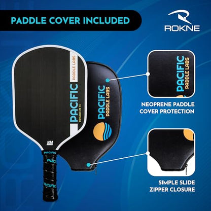 Carbon Fiber Pickleball Paddles | USAPA Approved Pickleball Paddles | Pro Grit Texture, Max Spin & Comfort | Pickle Ball Paddles Include Paddle Cover | 13MM & 16MM - color: PIPELINE LTE 16.25" x 7.75" x 13mm