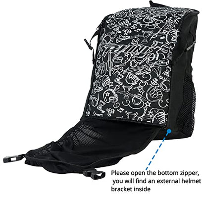 PHINIX Kids Youth Baseball Bag T-ball Backpack - color: Black-With helmet bracket