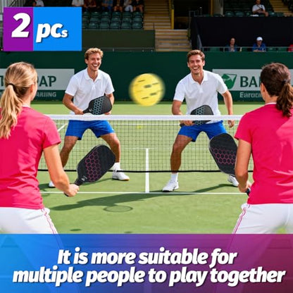 Fiberglass Pickleball Paddles Set of 2 with Balls and Bag - 4 Premium Indoor/Outdoor Pickleballs, Portable Carry Case, Durable Paddles for Men, Women, Beginners & All Skill Levels