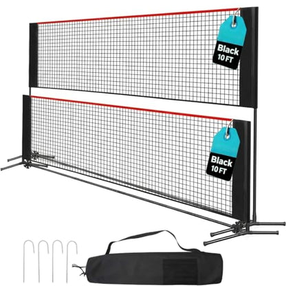 10FT Adjustable Multi Sport Net with 3-5FT Height, Portable Sports Net Set with Carry Bag, for Badminton, Tennis, Pickleball, Volleyball & Soccer Tennis, Indoor Outdoor Backyard Use