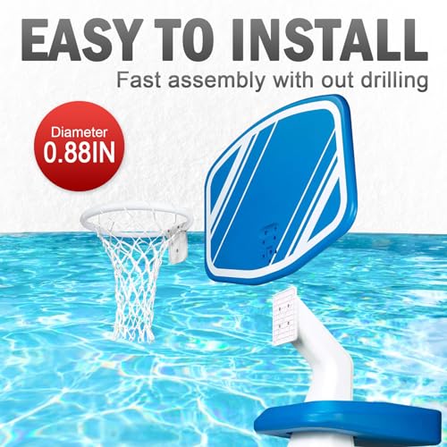 Pool Basketball Rim Replacement for Poolmaster Splashback, Pool Basketball Hoop Rebounder Game Outdoor, PVC Replacement Basketball Backboard White Ring for Poolside