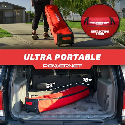 PowerNet Portable Sports Rebounder -Basketball, Volleyball, Soccer, Baseball, Softball and Lacrosse, Backyard & Garage Backstop, Indoor Outdoor Safety Net for Protection - style: 21.5x11.5 RED Net