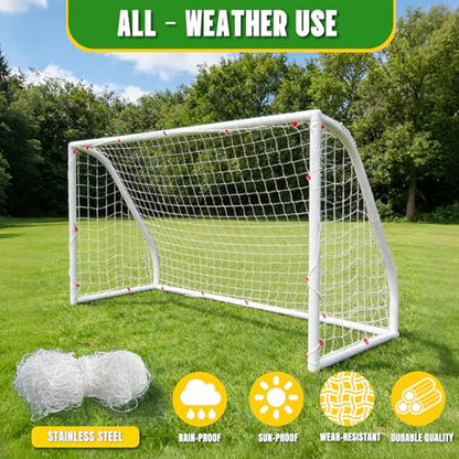 Soccer Goal Net Replacement, Heavy Duty Polypropylene Football Net for All Levels, All-Weather Backyard/Park Practice, White, No Frame Included