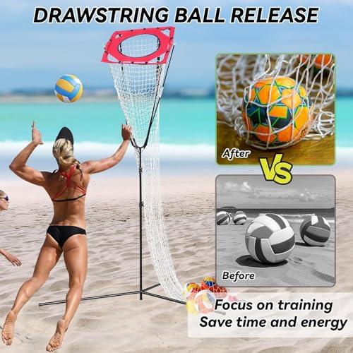 Volleyball Setter Trainer Net,Portable Training Net Equipment with Adjustable Height and Angle for Indoor&Outdoor Practice,Sturdy Footed Base for Serving,Spiking and Setting Training for Backyard,Gym