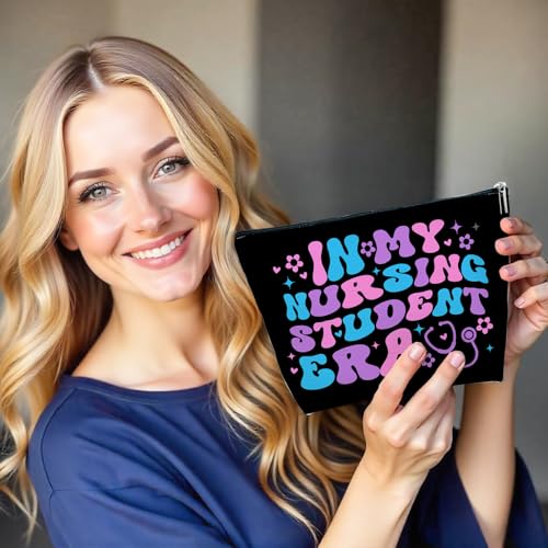 Nurse Makeup Bag, In My Nursing Student Era Cosmetic Pouch for Purse, Nursing Gifts for Women Practitioner, Nurse Essentials Zipper Pouch - color: multicolor0206