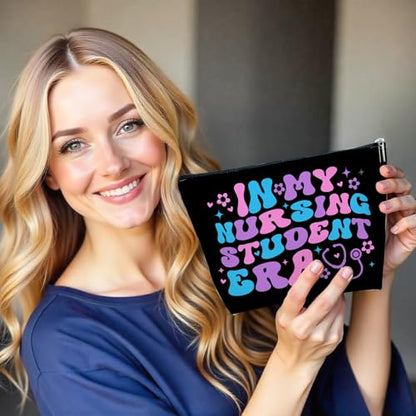Nurse Makeup Bag, In My Nursing Student Era Cosmetic Pouch for Purse, Nursing Gifts for Women Practitioner, Nurse Essentials Zipper Pouch - color: multicolor0206
