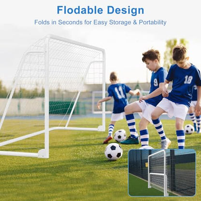 MOPHOTO Soccer Goal, 6X4/8x6/10x6.5/12x6/16x7/18.5x6.5/21x7/24x8ft Soccer Goals for Backyard, Full Size Soccer Goal for Teens & Adults Training - size: 12x6.0FT, style: Alloy Steel-Foldable