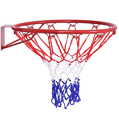 Goplus 18’’/15’’ Replacement Basketball Rim, Wall Door Mounted Basketball Hoop with All Weather Net, Indoor Outdoor Hanging Basketball Rim Goal Outside - size: 18", style: Red