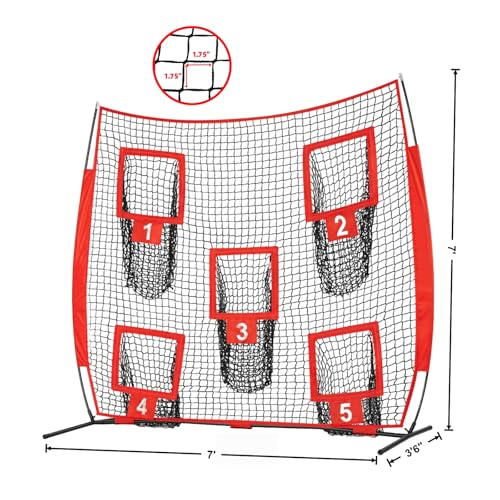 7×7ft Football Throwing Net with 5 Targets,UV-Resistant Football Training Net for Outdoor Great for Quarterback & Youth Practice Includes Carry Bag