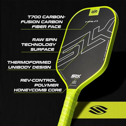 Selkirk Sport SLK Halo Raw Carbon Fiber Pickleball Paddle | Power, Pro and Control Pickleball Paddles | T700, 18K Ultraweave, Aramid Fiber LinkWeave | Designed & Controlled in USA - color: Power | Green | 2025, size: XL (Elongated Shape)