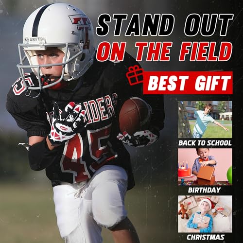 AIGEVTURE Youth Football Gloves Kids Receiver Gloves Sticky Football Gloves for Boys Girls - color: Black, size: Youth M