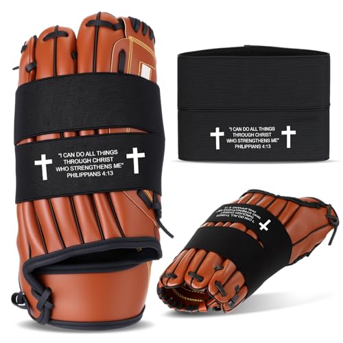 Simgoing Christian Cross Softball Glove Wrap with Bible Verse Speeds Up Break in Process Baseball & Softball Elastic Mitt Glove Strap Band Keep Pocket Formed Ideal for Players of All Ages - style: Christian Style