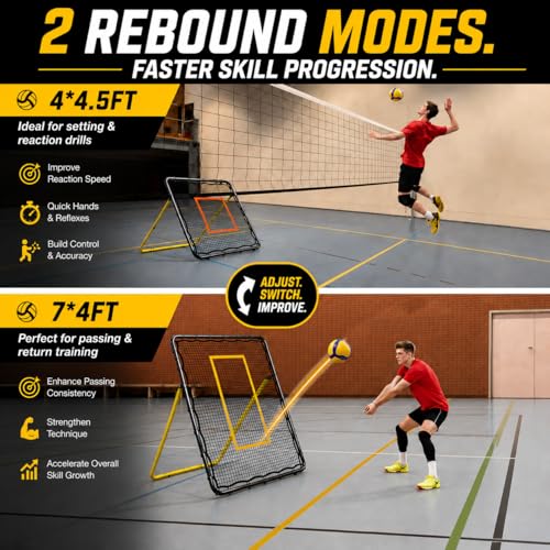 Adjustable Volleyball Rebounder Net 7x4FT/4x4FT– Bounce Back Practice Equipment for Volleyball Spike, Serving Trainer for Lacrosse Training, Ideal for Outdoor Indoor and Backyard Training - size: 7x4FT and 4x4FT