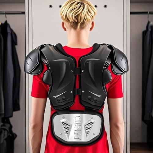 Football Back Plate, Lower Backplate with Hard Shell, High Impact Padding and Durable Adjustable Straps for Youth and Adults - color: Silver, size: Adult