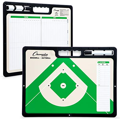 Champion Sports Large & XL Dry Erase Board For Coaching - Whiteboards for Strategizing, Techniques, Plays - 2-Sided Boards with Front Side Full Field - Backside Half Field and Lineup - color: Baseball/Softball, style: XL Coaches Board