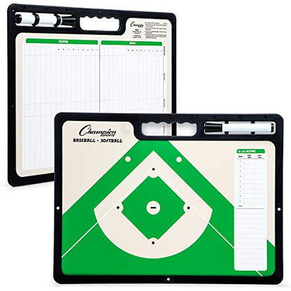 Champion Sports Large & XL Dry Erase Board For Coaching - Whiteboards for Strategizing, Techniques, Plays - 2-Sided Boards with Front Side Full Field - Backside Half Field and Lineup - color: Baseball/Softball, style: XL Coaches Board