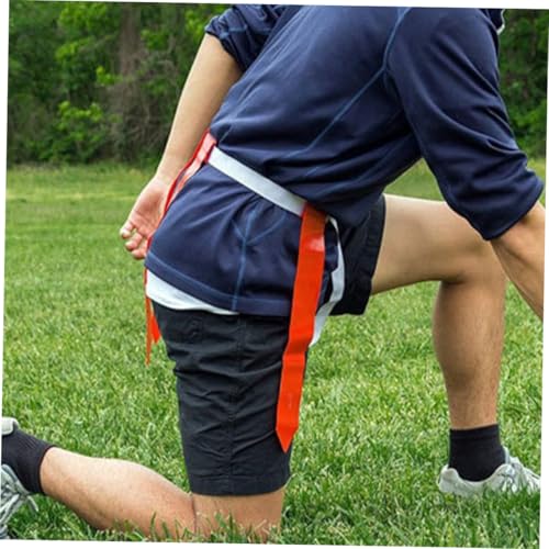 SUPVOX Flag Football Belt Set with 10 White Adjustable Rugby Waist Belts and 30 Flags, Includes 4 Marker Cones and Black Drawstring Bag, Youth Football Training and Outdoor Game Equipment