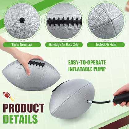 Syhood 12 Pack Composite Leather Footballs Official Size Footballs Bulk Leather Inflatable Football with Pump Regulation Highschool College Football for Training and Recreational Play - color: Silver, size: Size 9