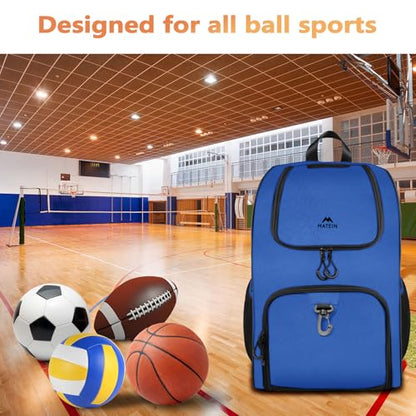 MATEIN Basketball Bag, Sturdy Soccer Bag with Ball Holder & Shoe Compartment, Large Basketball Backpack for Training Equipment, Water Resistant Sports Ball Backpack Fits Volleyball Football, Colorful - color: Blue