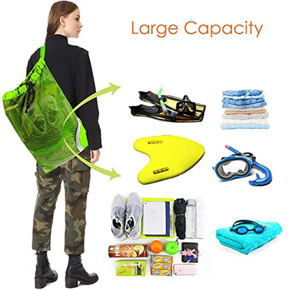 BeeGreen Mesh Drawstring Bag Swim Backpack for Beach Pool Sports Gym Draw String Cinch Bags for Swimming Soccer Basketball Gear Light Green - color: Fruit Green