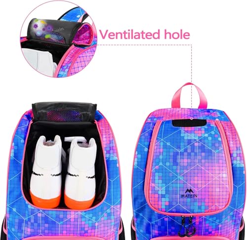 MATEIN Basketball Bag, Sturdy Soccer Bag with Ball Holder & Shoe Compartment, Large Basketball Backpack for Training Equipment, Water Resistant Sports Ball Backpack Fits Volleyball Football, Colorful - color: Pink - Large