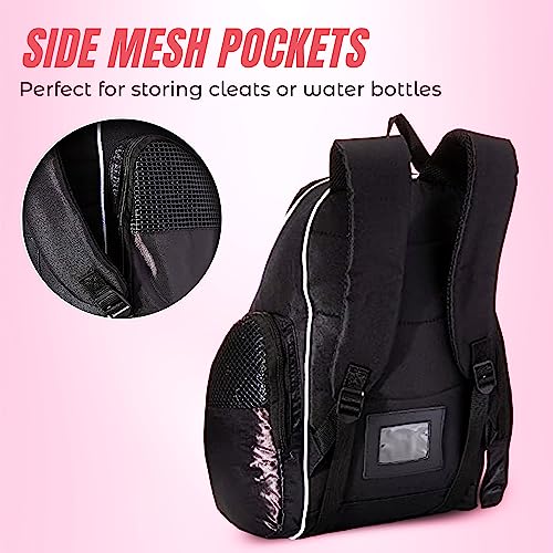 Vizari Solano Soccer Backpack With Ball Compartment and Vented Ball Pocket and Mesh Side Cargo Pockets for Adults and Teens - color: Pink