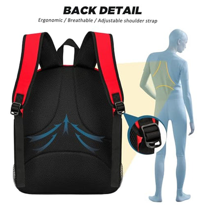 Goloni Soccer Bag, Basketball Bag with Ball Compartment & Shoe Compartment,Large Soccer Backpack for Basketball,Gym，Football - color: Red
