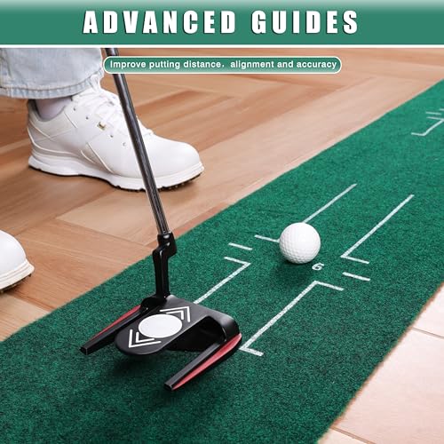 CHAMPKEY Golf Putting Green Indoor - Advanced Guides Golf Putting Mat - Enhance Putting Accuracy and Challenge - style: Hazard Putting Mat