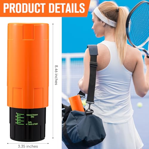 Soulchen Tennis Ball Pressurizer - Tennis Ball Storage Canister Holds 3 Balls Under 14 Psi Pressure, Reusable Stuff for Bounce Retention, Lightweight & Durable - color: Orange