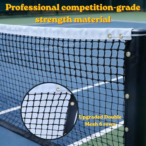 Professional Tennis Net 42ft x 3.5ft - Heavy Duty Handmade Court Replacement with UV & Waterproof Nylon, 6mm Steel Cable & Portable Design for Club, Coach & Backyard