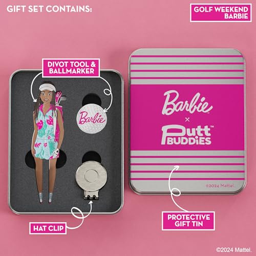 Barbie Golf Weekend Barbie Golf Divot Tool and Ball Marker – Magnetic Collectible Golf Gift Set with Hat Clip & Tin for Golfers, Golf Accessories for Women