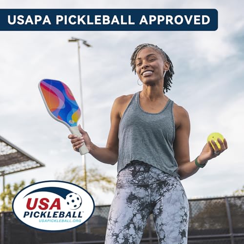 Pickleball Paddles Set of 2 with 4 Balls - USAPA Approved Fiberglass Surface, Lightweight, Non-Slip Grip - Premium Paddle Set for All Skill Levels Indoor & Outdoor - color: Sky Blue
