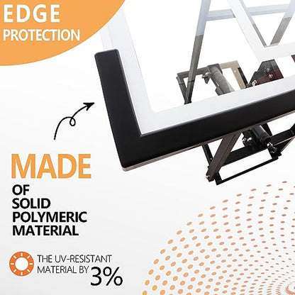 Basketball Hoop Garage Wall Mounted Adjustable-Height, with 60''x36''Tempered Glass Backboard, Pro-Style Breakaway Rim, Durable Bracket and All Weather Net