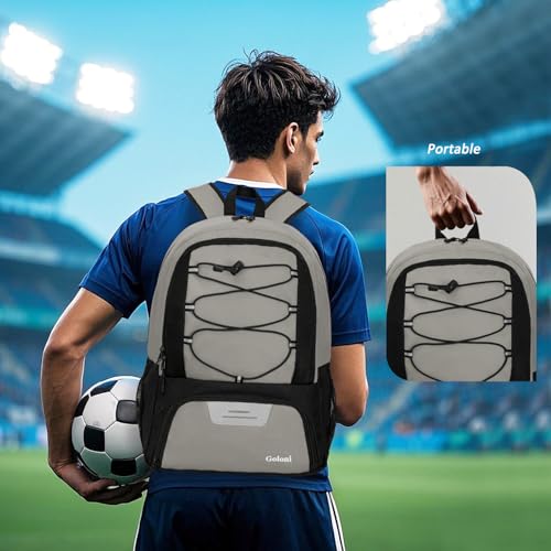 Goloni Soccer Bag, Basketball Bag with Ball Compartment & Shoe Compartment,Large Soccer Backpack for Basketball,Gym，Football - color: Grey