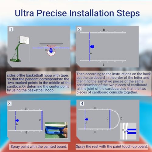 Reusable Basketball Court Stencil Kit for Concrete, Basketball Court Marking Kit, Plastic Material, Sun-Resistant NOT Paper Board, Durable,Can be Used More Than 20 Times. (Free Throw Line) - style: FREE THROW LINE