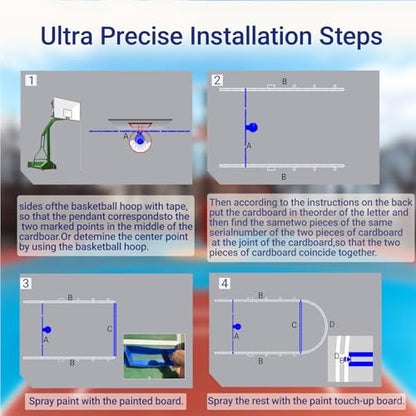 Reusable Basketball Court Stencil Kit for Concrete, Basketball Court Marking Kit, Plastic Material, Sun-Resistant NOT Paper Board, Durable,Can be Used More Than 20 Times. (Free Throw Line) - style: FREE THROW LINE