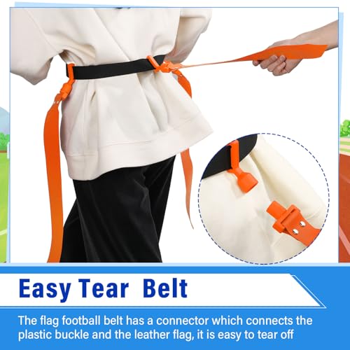 Hungdao 10/12 Players Flag Football Belts and Flags Adjustable Football Belts for Kids Teens Adults Team Training Sport Event - color: Blue, Orange