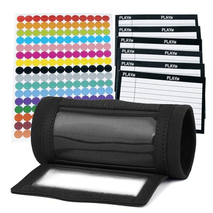 GOGO Football Wristband with QB Playbook - Wrist Coach - 192 Stickers & 6 Sign Cards for DIY - color: Black