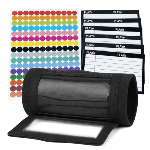GOGO Football Wristband with QB Playbook - Wrist Coach - 192 Stickers & 6 Sign Cards for DIY - color: Black