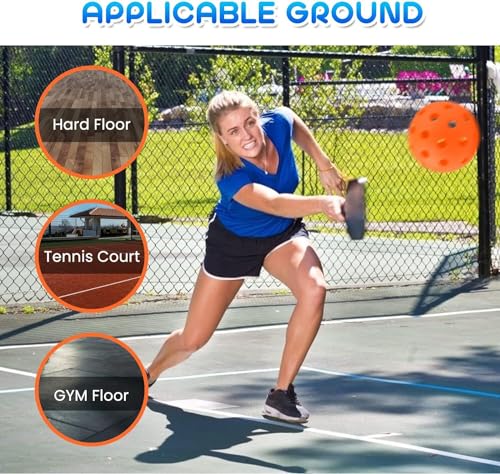 Geekman Backyard Pickleball Expert, Durable 40-Hole Balls with Bonus Paddles, Consistently Bouncing Balls for Park Games, Set of 6 Pack