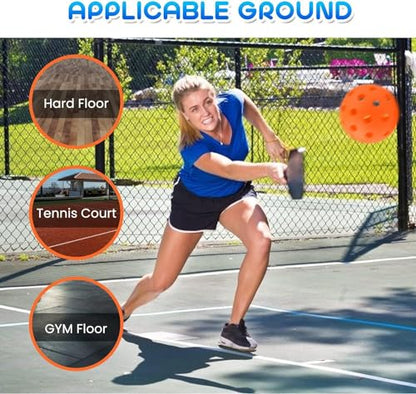 Geekman Backyard Pickleball Expert, Durable 40-Hole Balls with Bonus Paddles, Consistently Bouncing Balls for Park Games, Set of 6 Pack