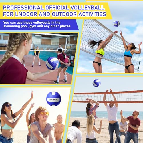 Soulchen 4 Pack Volleyball Official Size 5 Soft Official Volleyballs Kits with Pump Needles Mesh Bag Beginners Training Equipment Volleyball for Outdoor Gym Backyard Park Beach to Play Games