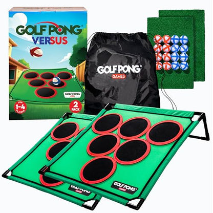 Golf Pong Versus Edition, (2 Pack) Game Set, Jumbo Backyard Lawn Game, Portable Indoor/Outdoor Chipping Golf Gift for Men, Women & Family
