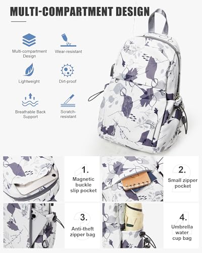 SEAFEW Small Sling Bag Crossbody Backpack Shoulder Bag for Men Women, Daypack Anti-Theft Cross Body Motorcycle Chest Bags, One Strap Tactical Backpack for Walking Biking Travel Cycling, Leaf White - color: Leaf White
