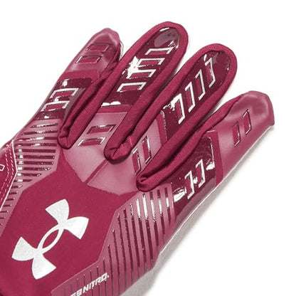 Under Armour F9 Nitro Football Gloves - color: (609) Maroon / Sedona Red / Metallic Silver, size: Large