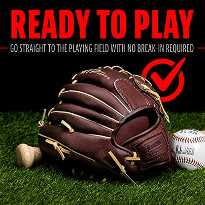 Franklin Sports Baseball Gloves - RTP Pro Adult + Kids Baseball Mitt - Outfield + Infield Gloves - size: 12.0" - Modified Trap Web