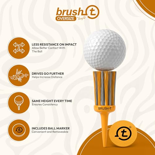 BRUSH T Premium Plastic Golf Tees, Unbreakable Innovative Design, Consistent Height, Perfect Golf Gift for Men and Women. Multiple sizes 2", 2.2", 2.4", 3 1/8" - 4 Pack (3 Wood, Driver, Oversize, XLT)