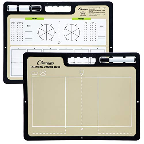 Champion Sports Large & XL Dry Erase Board For Coaching - Whiteboards for Strategizing, Techniques, Plays - 2-Sided Boards with Front Side Full Field - Backside Half Field and Lineup - color: Volleyball, style: XL Coaches Board